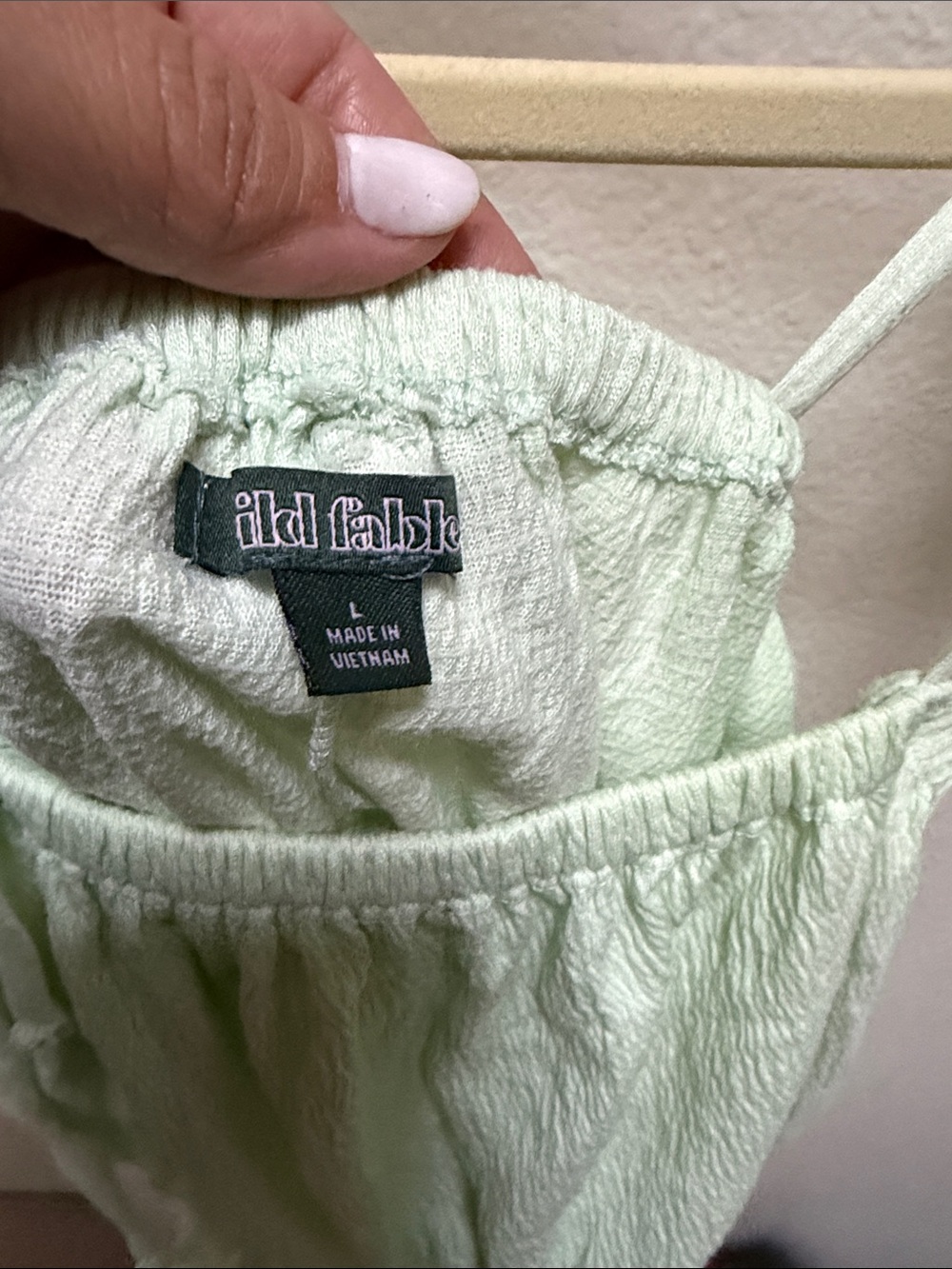 wild fable Pale Green Tie-Shoulder Ruffle Crop Top - Picture 2 of 4